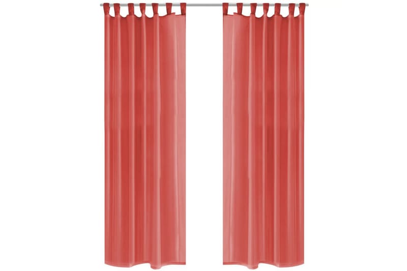 Gardiner i voile 2 st 140x225 cm röd - Textilier & mattor - Gardiner & gardinupphängning