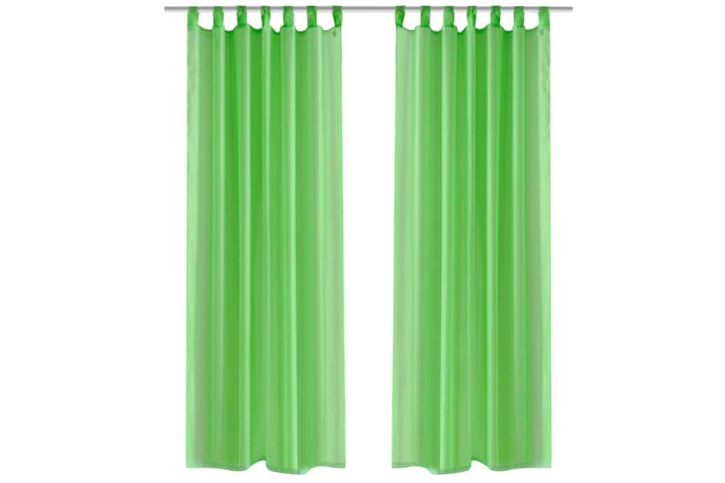 Genomskinlig gardin 140x225 cm 2-pack Apple Green - Grön - Panelgardin - Gardiner & gardinupphängning