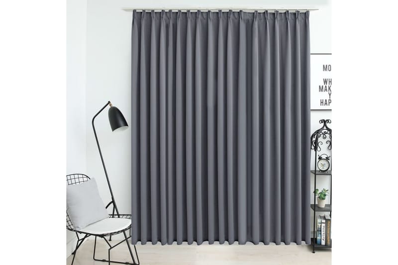 Mörkläggningsgardin med krokar grå 290x245 cm - Textilier & mattor - Gardiner & gardinupphängning