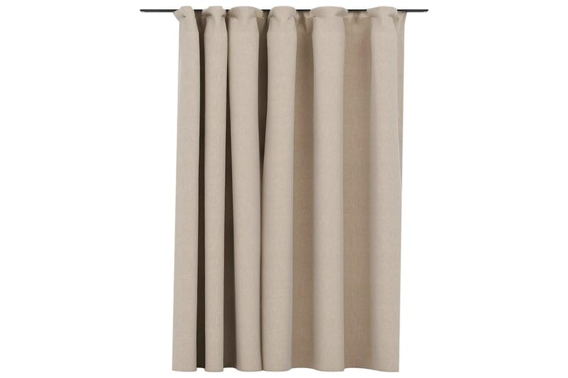 Mörkläggningsgardin med krokar linnelook beige 290x245 cm - Textilier & mattor - Gardiner & gardinupphängning