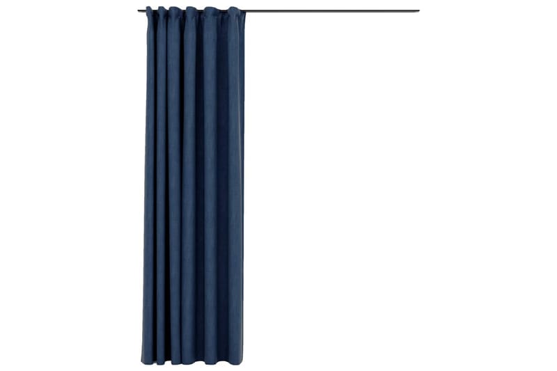 Mörkläggningsgardin med krokar linnelook blå 290x245 cm - Textilier & mattor - Gardiner & gardinupphängning