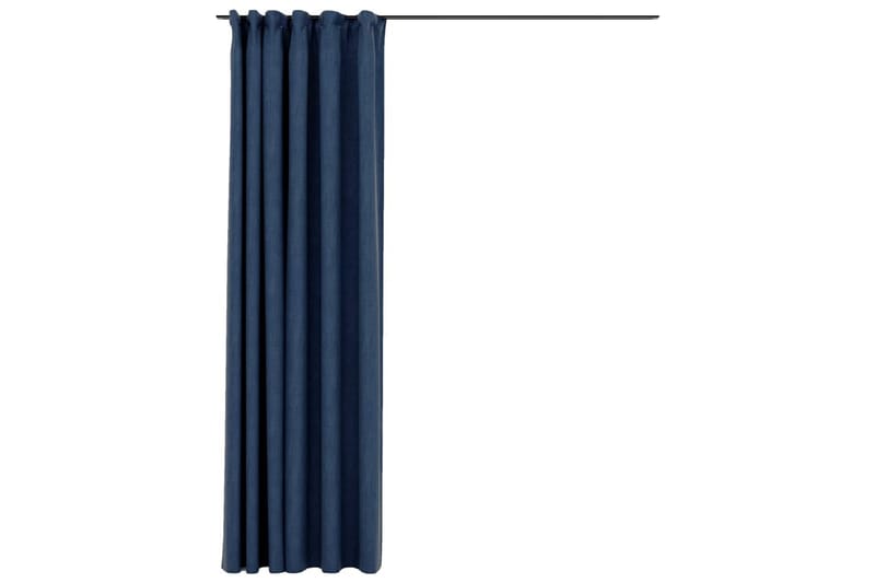 Mörkläggningsgardin med krokar linnelook blå 290x245 cm - Gardiner & gardinupphängning