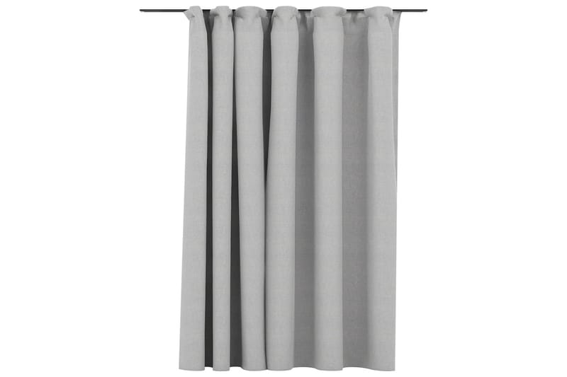 Mörkläggningsgardin med krokar linnelook grå 290x245 cm - Gardiner & gardinupphängning