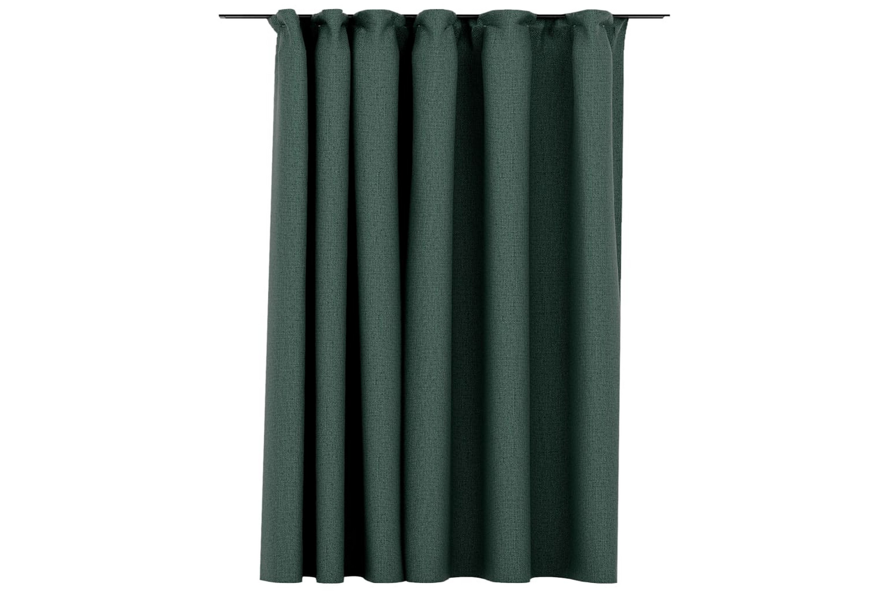 Mörkläggningsgardin med krokar linnelook grön 290×245 cm –