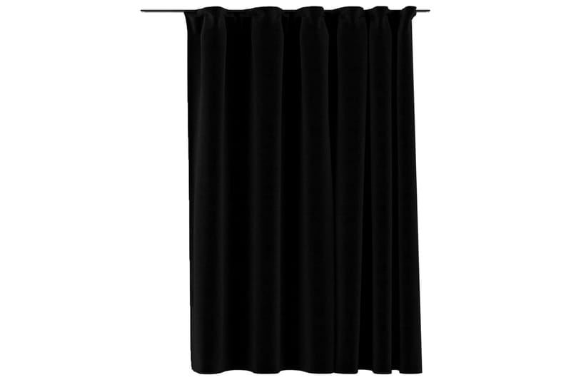 Mörkläggningsgardin med krokar linnelook svart 290x245 cm - Textilier & mattor - Gardiner & gardinupphängning