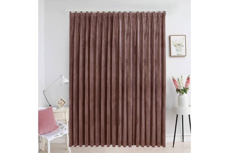 Mörkläggningsgardin med krokar sammet antikrosa 290x245 cm - Textilier & mattor - Gardiner & gardinupphängning