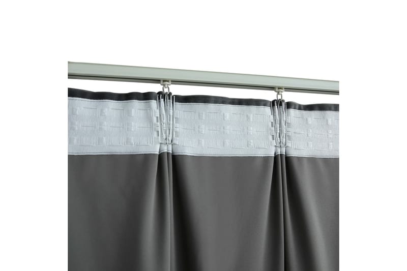 Mörkläggningsgardin med krokar sammet antracit 290x245 cm - Textilier & mattor - Gardiner & gardinupphängning