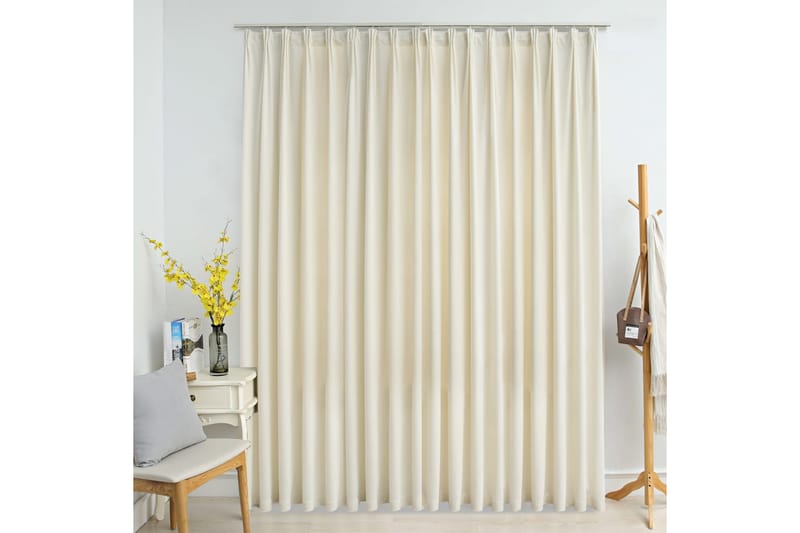 Mörkläggningsgardin med krokar sammet gräddvit 290x245 cm - Textilier & mattor - Gardiner & gardinupphängning