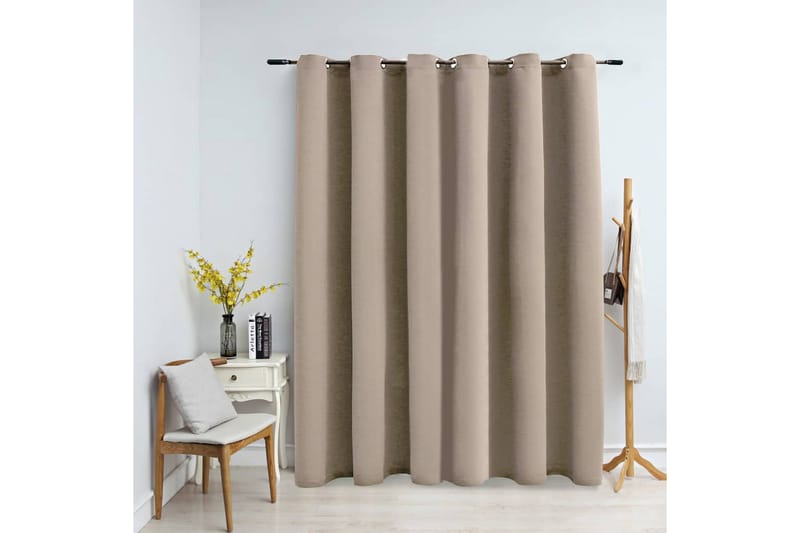 Mörkläggningsgardin med metallringar beige 290x245 cm - Textilier & mattor - Gardiner & gardinupphängning