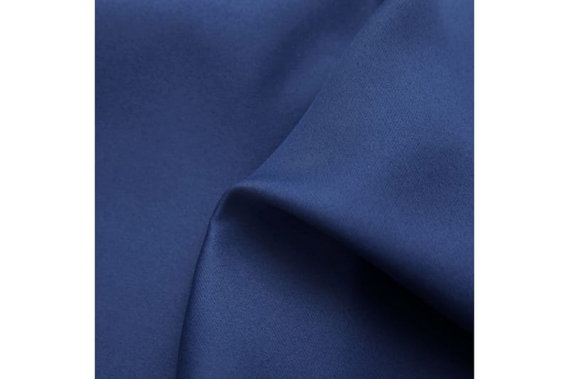 Mörkläggningsgardin med metallringar blå 290x245 cm - Gardiner & gardinupphängning