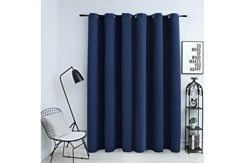 Mörkläggningsgardin med metallringar blå 290x245 cm - Textilier & mattor - Gardiner & gardinupphängning