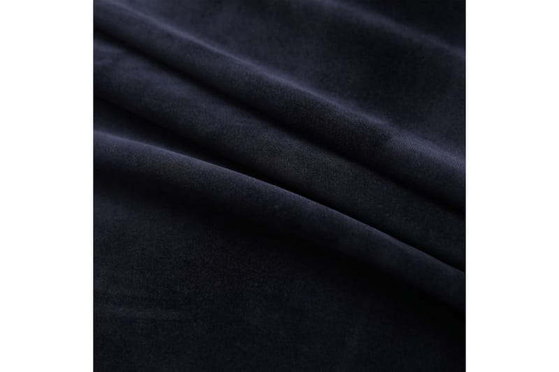Mörkläggningsgardin med metallringar sammet svart 290x245 cm - Gardiner & gardinupphängning