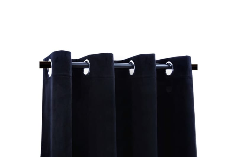 Mörkläggningsgardin med metallringar sammet svart 290x245 cm - Textilier & mattor - Gardiner & gardinupphängning