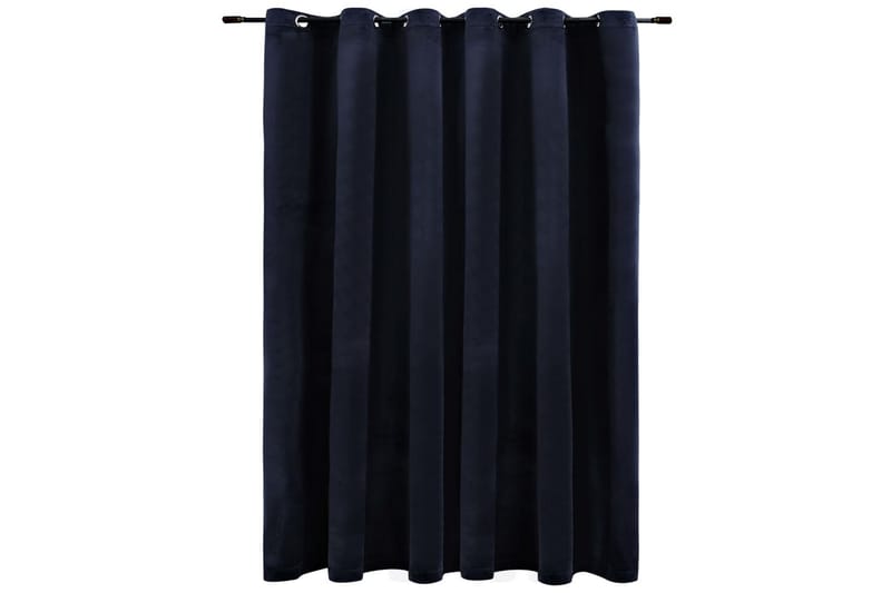 Mörkläggningsgardin med metallringar sammet svart 290x245 cm - Textilier & mattor - Gardiner & gardinupphängning
