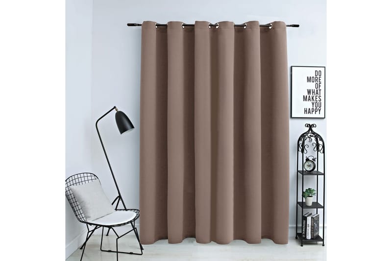 Mörkläggningsgardin med metallringar taupe 290x245 cm - Gardiner & gardinupphängning