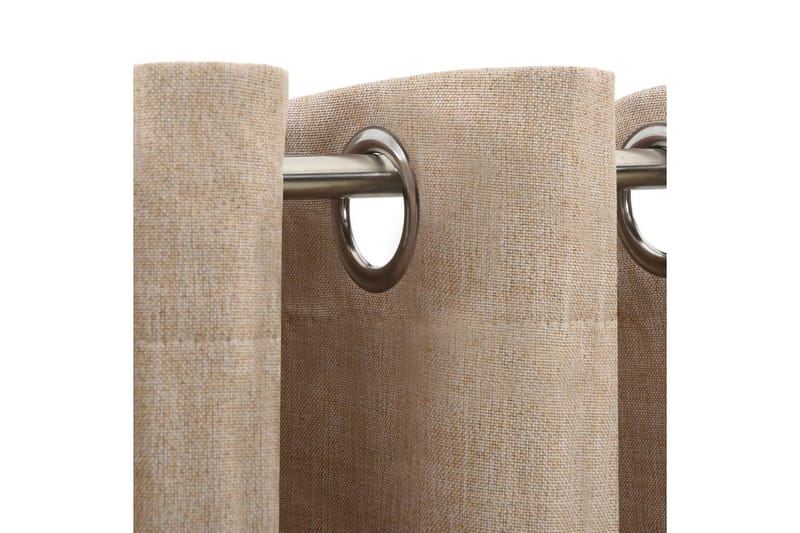 Mörkläggningsgardin med öljetter linnelook 2 st beige 140x24 - Textilier & mattor - Gardiner & gardinupphängning