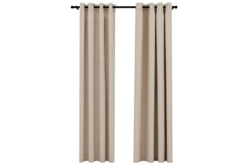 Mörkläggningsgardin med öljetter linnelook 2 st beige 140x24