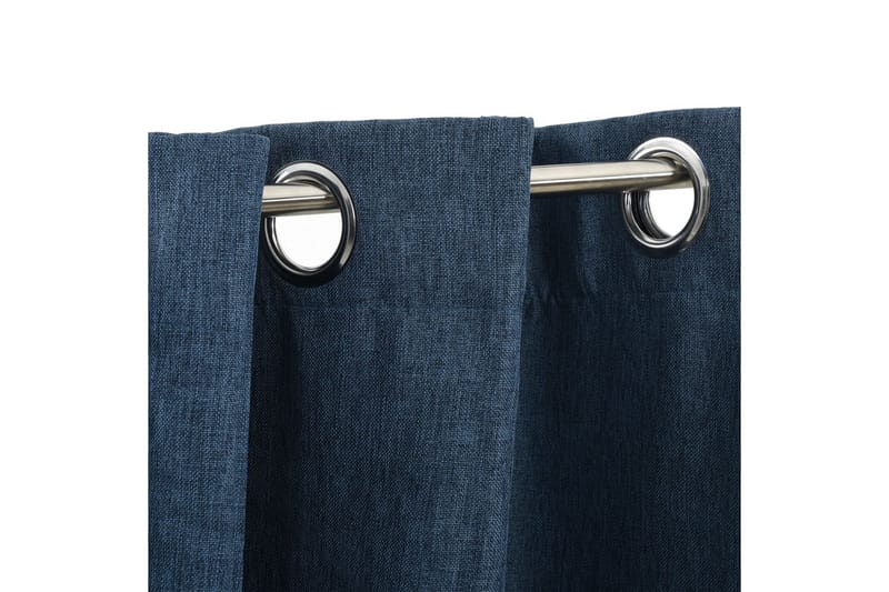 Mörkläggningsgardin med öljetter linnelook 2 st blå 140x245c - Textilier & mattor - Gardiner & gardinupphängning