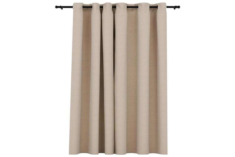 Mörkläggningsgardin med öljetter linnelook beige 290x245cm - Textilier & mattor - Gardiner & gardinupphängning