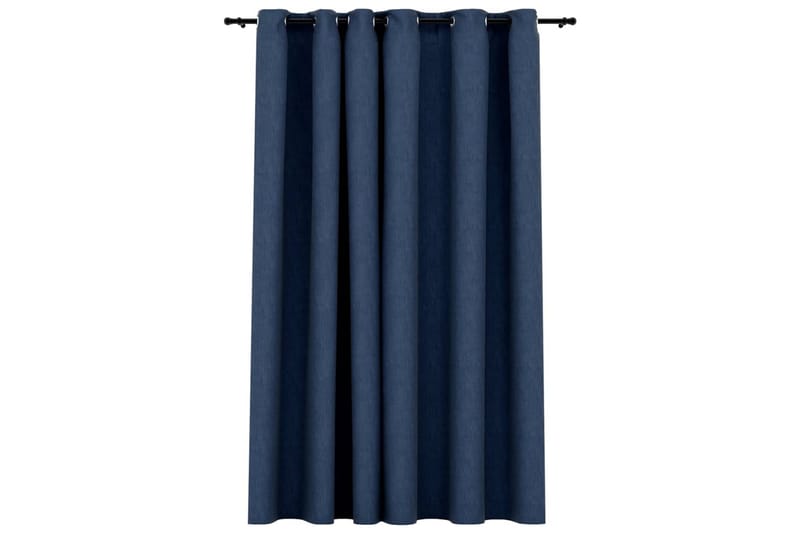 Mörkläggningsgardin med öljetter linnelook blå 290x245cm - Textilier & mattor - Gardiner & gardinupphängning