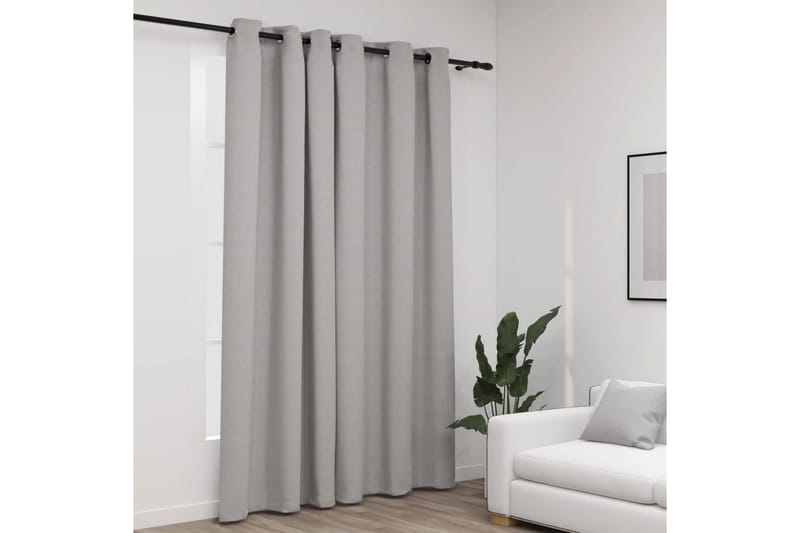 Mörkläggningsgardin med öljetter linnelook grå 290x245cm - Textilier & mattor - Gardiner & gardinupphängning