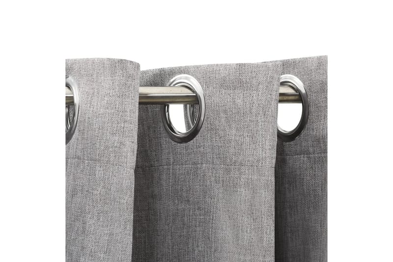 Mörkläggningsgardin med öljetter linnelook grå 290x245cm - Textilier & mattor - Gardiner & gardinupphängning