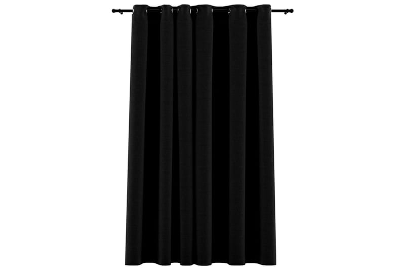 Mörkläggningsgardin med öljetter linnelook svart 290x245cm - Textilier & mattor - Gardiner & gardinupphängning