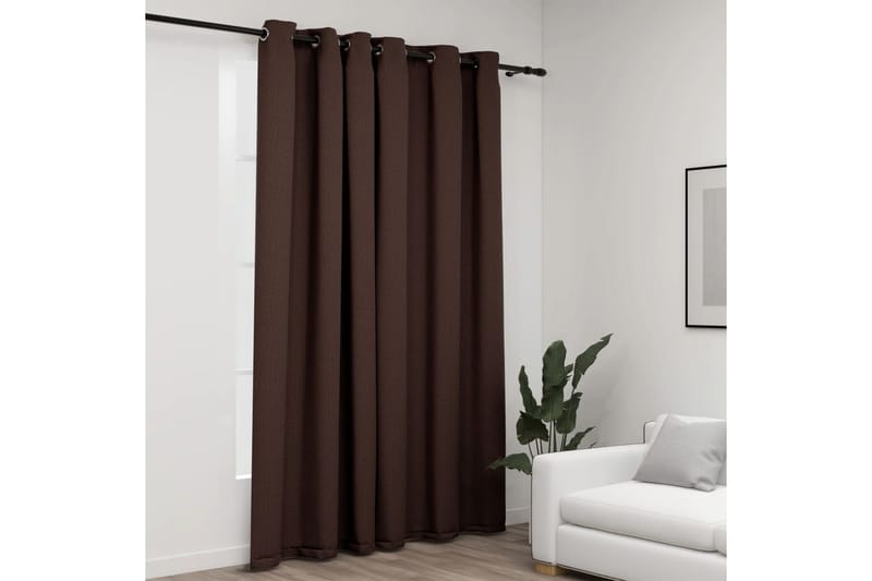 Mörkläggningsgardin med öljetter linnelook taupe 290x245cm - Textilier & mattor - Gardiner & gardinupphängning