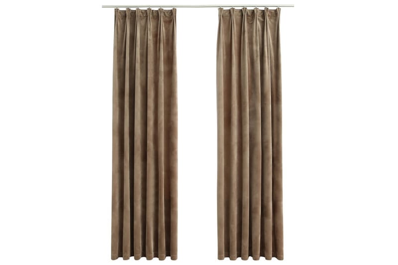 Mörkläggningsgardiner 2 st m. krokar sammet beige 140x175 cm - Textilier & mattor - Gardiner & gardinupphängning
