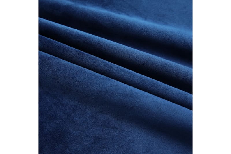 Mörkläggningsgardiner 2 st med krokar sammet mörkblå 140x175 - Gardiner & gardinupphängning