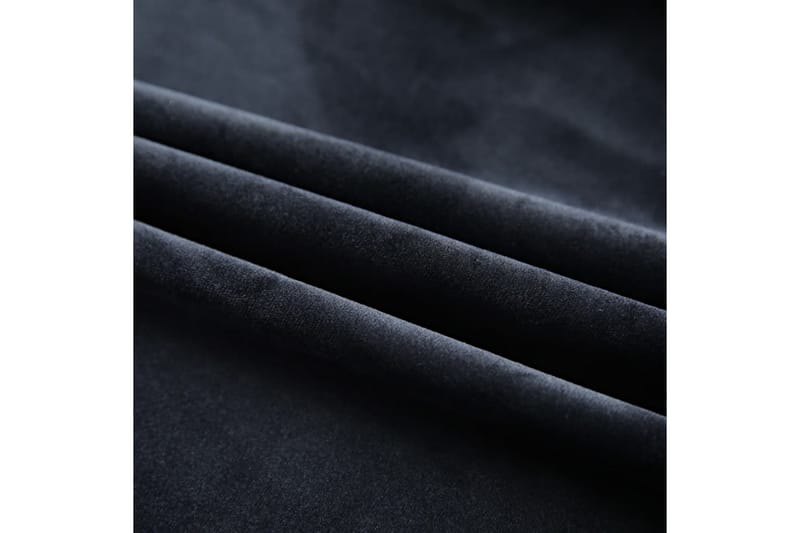 Mörkläggningsgardiner 2 st med krokar sammet svart 140x245 c - Gardiner & gardinupphängning