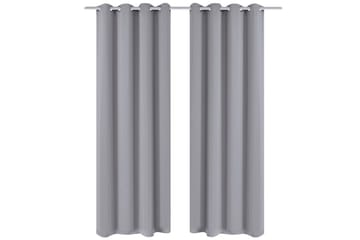 Mörkläggningsgardiner 2 st med öljetter 135x175 cm grå