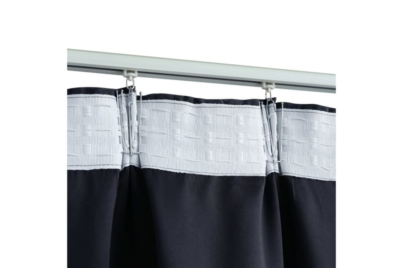 Mörkläggningsgardiner med krokar 2 st antracit 140x175 cm - Textilier & mattor - Gardiner & gardinupphängning
