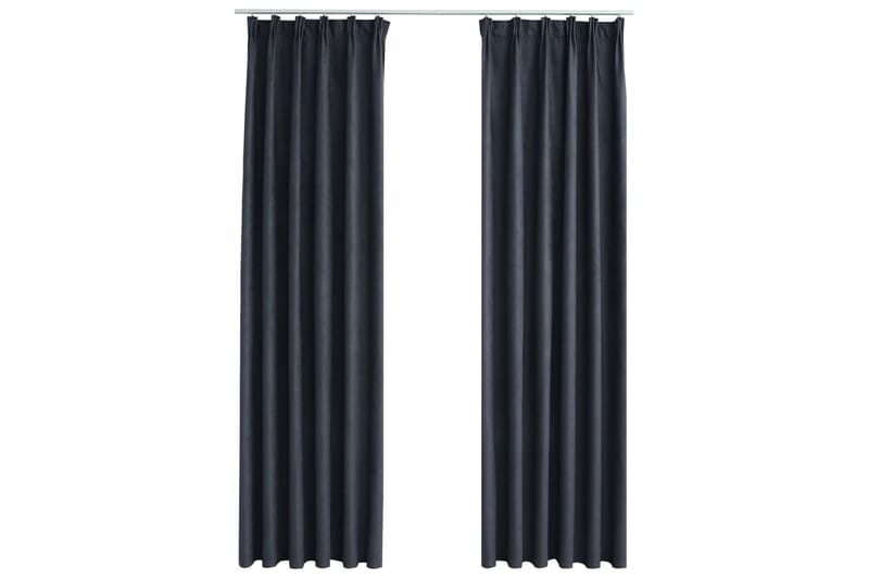 Mörkläggningsgardiner med krokar 2 st antracit 140x175 cm - Textilier & mattor - Gardiner & gardinupphängning