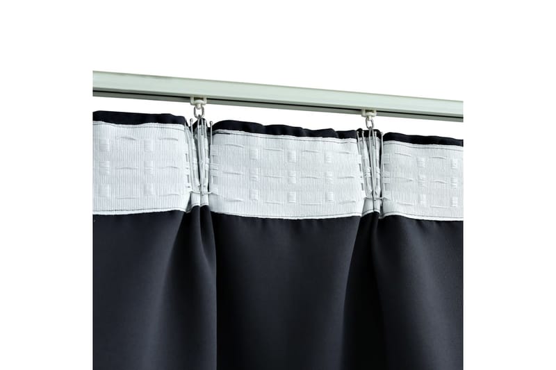 Mörkläggningsgardiner med krokar 2 st antracit 140x245 cm - Textilier & mattor - Gardiner & gardinupphängning