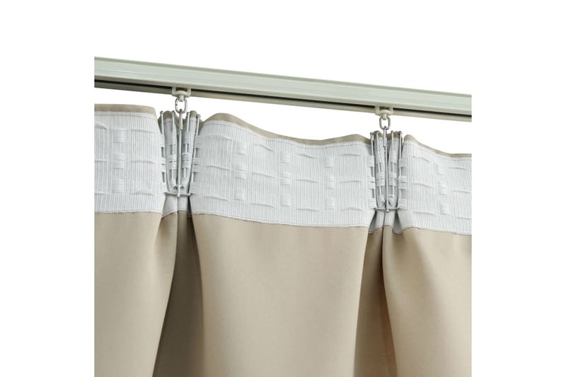 Mörkläggningsgardiner med krokar 2 st beige 140x175 cm - Textilier & mattor - Gardiner & gardinupphängning
