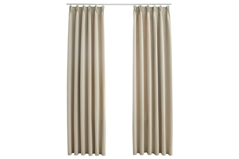 Mörkläggningsgardiner med krokar 2 st beige 140x175 cm - Textilier & mattor - Gardiner & gardinupphängning