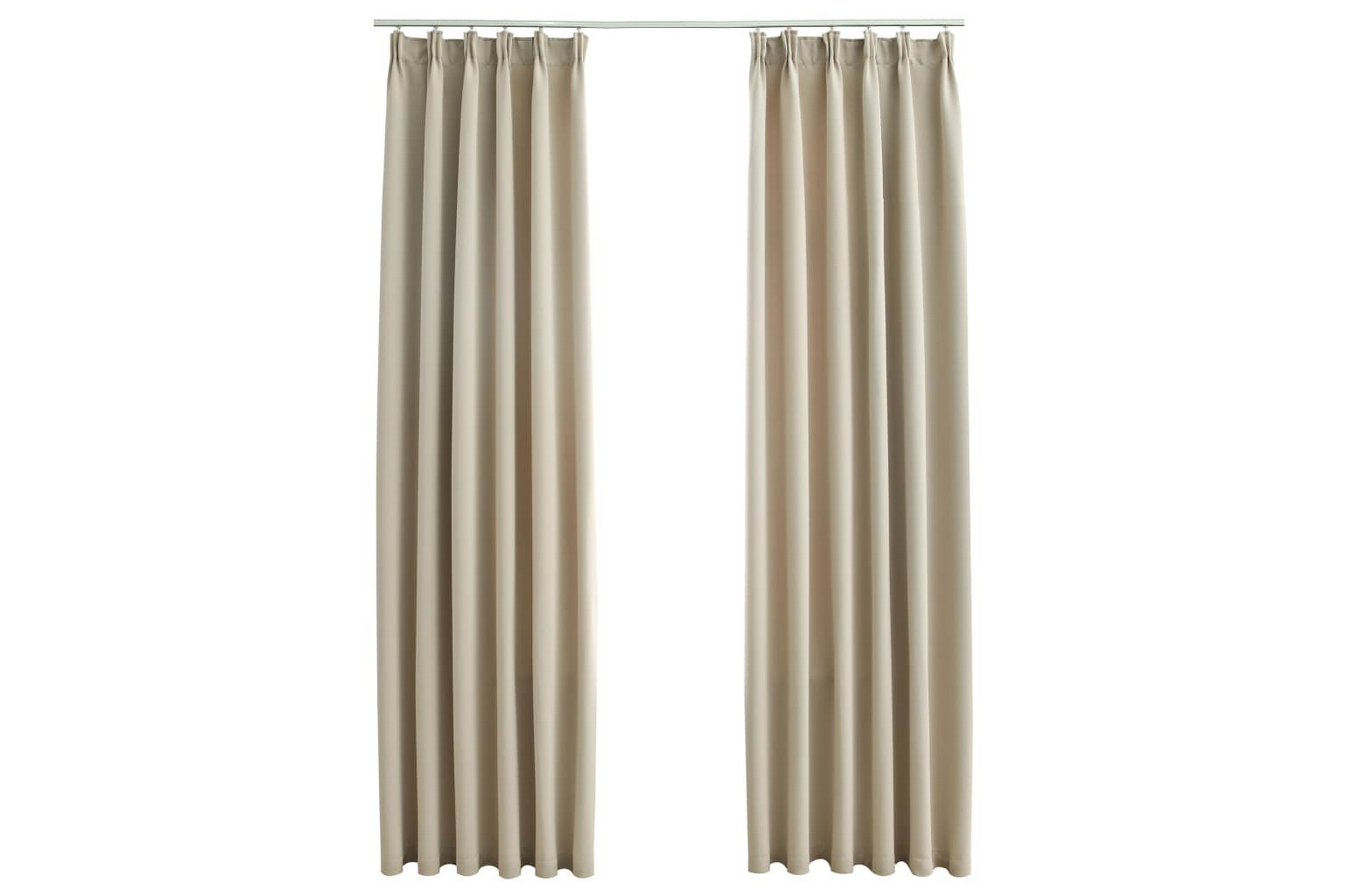 Mörkläggningsgardiner med krokar 2 st beige 140×225 cm –