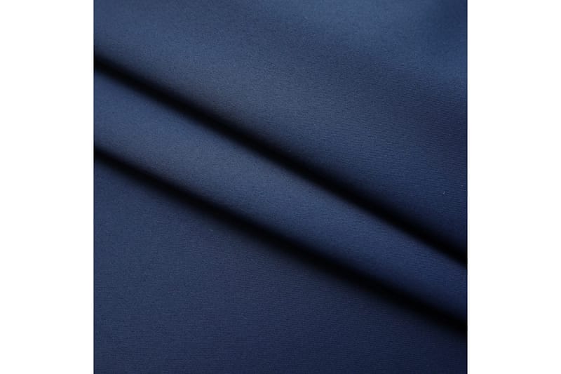 Mörkläggningsgardiner med krokar 2 st blå 140x225 cm - Gardiner & gardinupphängning