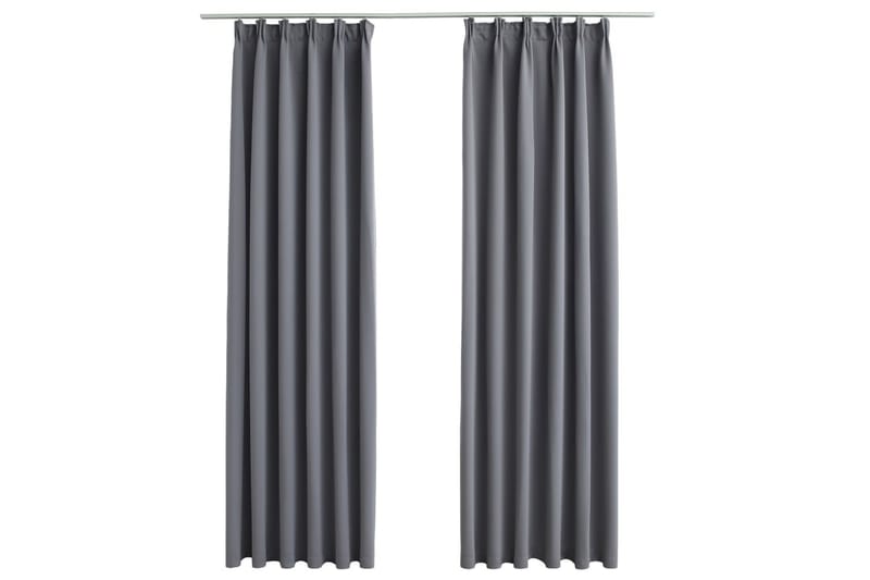 Mörkläggningsgardiner med krokar 2 st grå 140x175 cm - Textilier & mattor - Gardiner & gardinupphängning