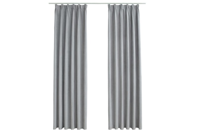 Mörkläggningsgardiner med krokar 2 st grå 140x245 cm - Textilier & mattor - Gardiner & gardinupphängning