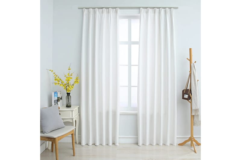Mörkläggningsgardiner med krokar 2 st gråvit 140x245 cm - Textilier & mattor - Gardiner & gardinupphängning