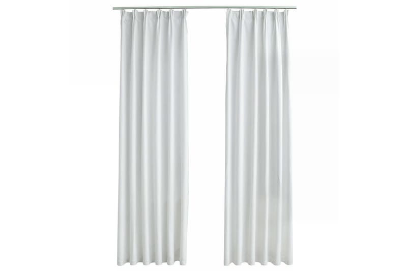 Mörkläggningsgardiner med krokar 2 st gråvit 140x245 cm - Textilier & mattor - Gardiner & gardinupphängning