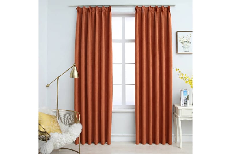 Mörkläggningsgardiner med krokar 2 st rost 140x245 cm - Textilier & mattor - Gardiner & gardinupphängning
