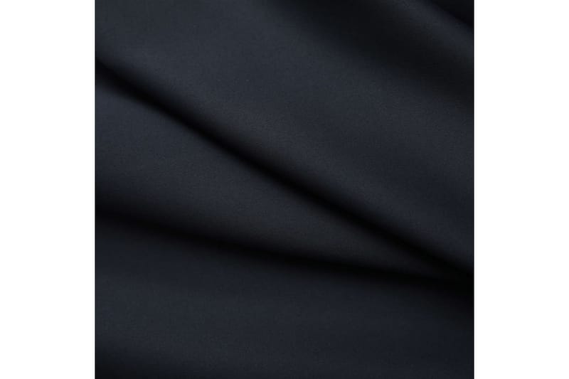 Mörkläggningsgardiner med krokar 2 st svart 140x225 cm - Gardiner & gardinupphängning