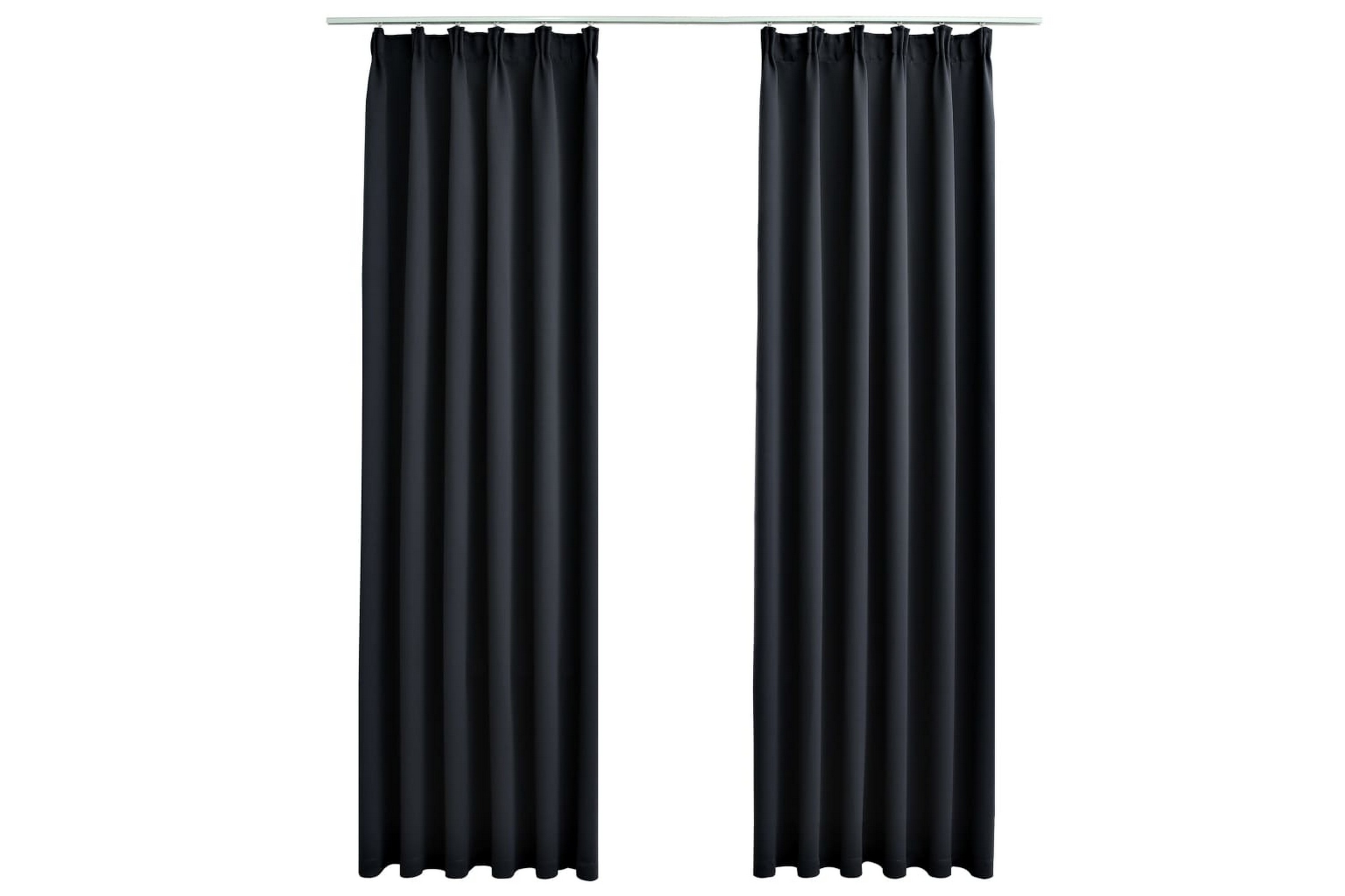 Mörkläggningsgardiner med krokar 2 st svart 140×225 cm –