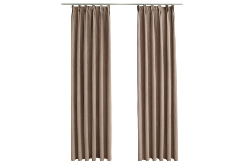 Mörkläggningsgardiner med krokar 2 st taupe 140x175 cm - Textilier & mattor - Gardiner & gardinupphängning