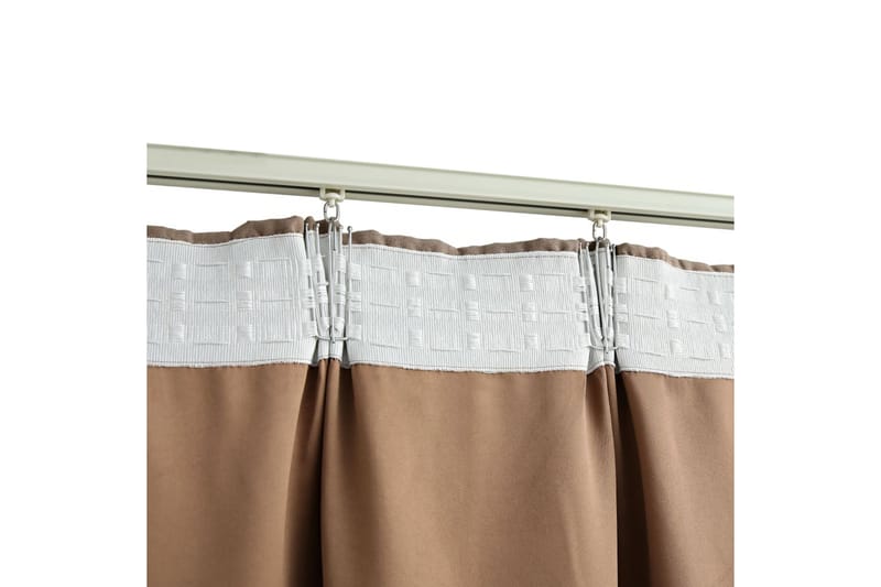 Mörkläggningsgardiner med krokar 2 st taupe 140x175 cm - Textilier & mattor - Gardiner & gardinupphängning