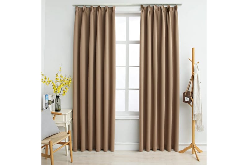 Mörkläggningsgardiner med krokar 2 st taupe 140x245 cm - Textilier & mattor - Gardiner & gardinupphängning