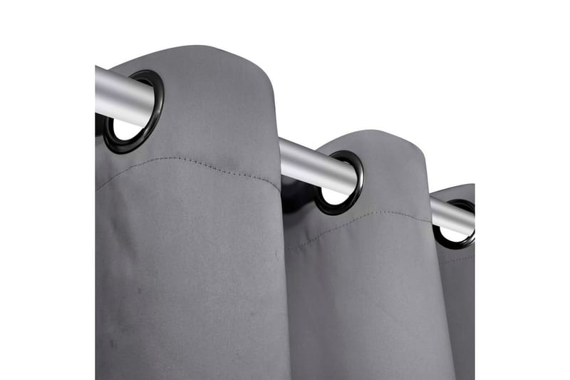 Mörkläggningsgardiner med metallringar 2 st 135x245 cm grå - Gardiner & gardinupphängning